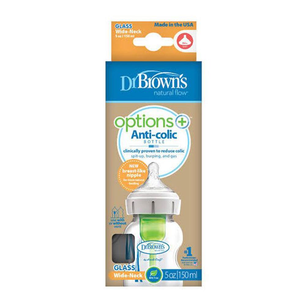 Dr Browns – Options+ Anti-colic Μπιμπερό Γυάλινο 0m+ με Φαρδύ Λαιμό 150ml. Dr Browns – Options+ Anti-colic Μπιμπερό Γυάλινο 0m+ με Φαρδύ Λαιμό 150ml.